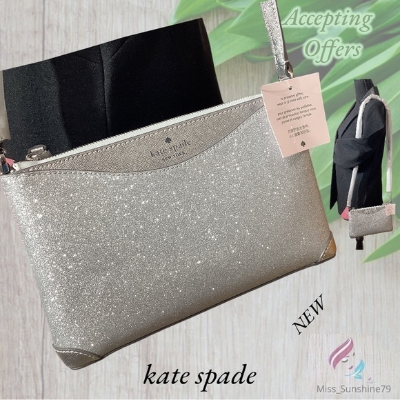 kate spade NEW - crossbody bag k4624 glitter fabric lunar ligh (020 ) - Picture 1 of 12